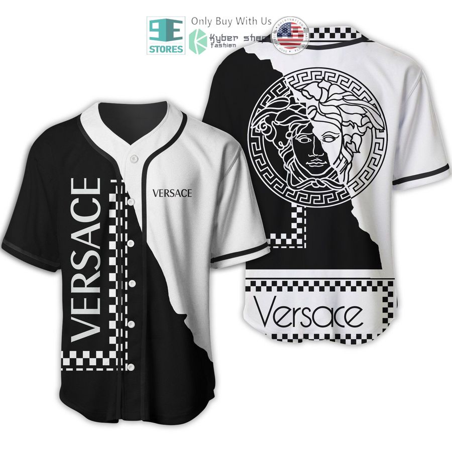 versace medusa logo black white baseball jersey 1 5546