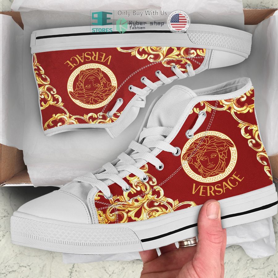 versace medusa red canvas high top shoes 1 90175