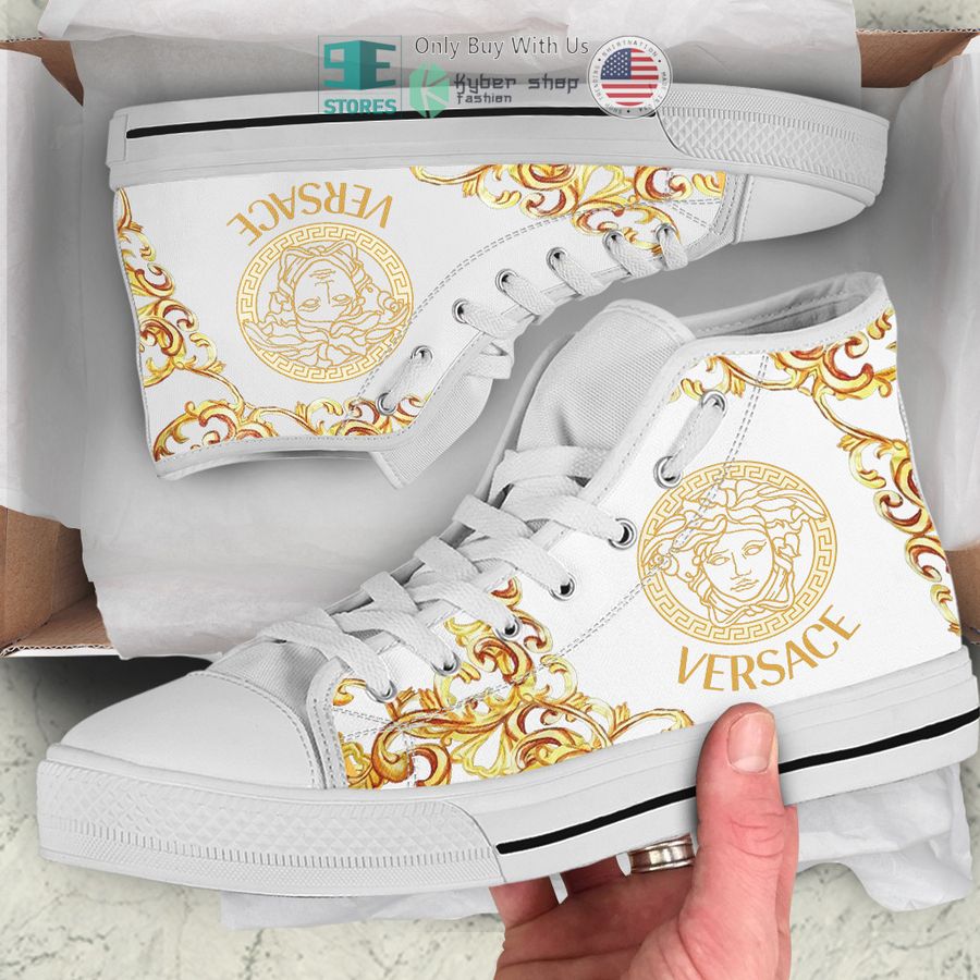 versace medusa white canvas high top shoes 1 91425