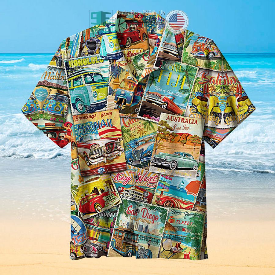 vintage travel collage hawaiian shirt 1 76688