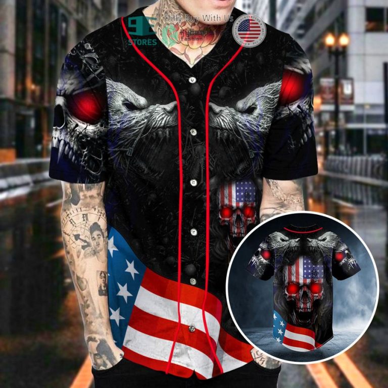 werewolves u s flag patriotic skull baseball jersey 2 4989