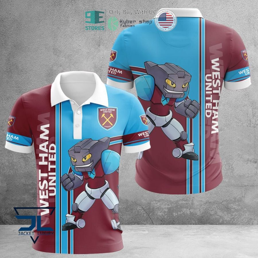 west ham united f c mascot 3d polo shirt hoodie 1 99846