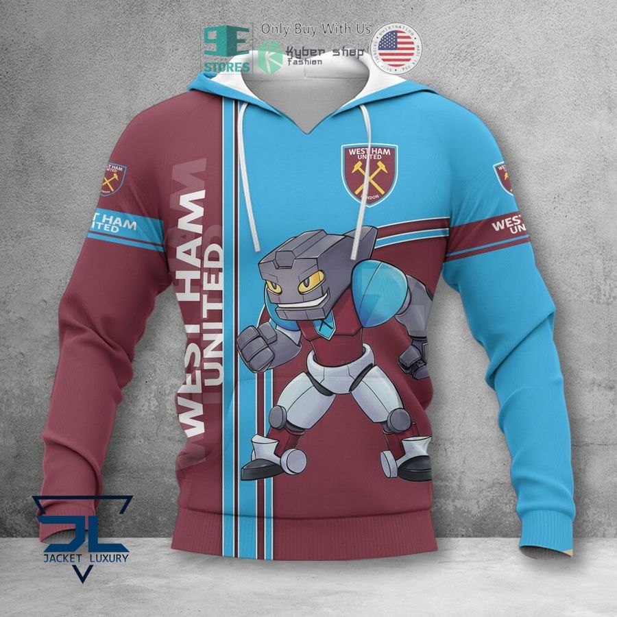 west ham united f c mascot 3d polo shirt hoodie 2 35483