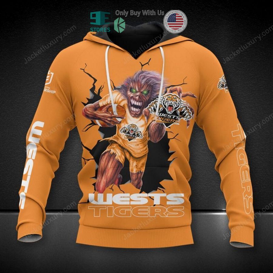 wests tigers eddie mascot 3d hoodie polo shirt 1 41375