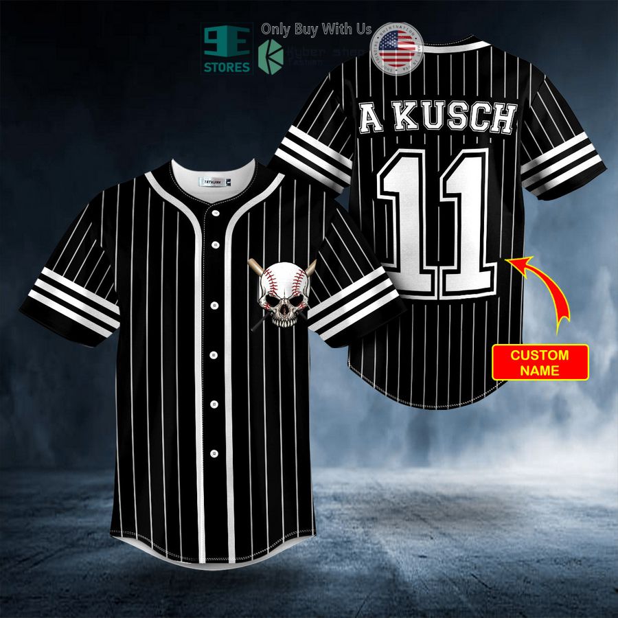 white black stripes no 11 skull personalized baseball jersey 2 29127