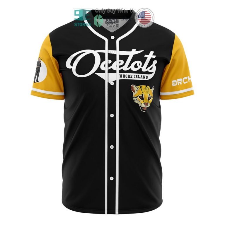 whore island ocelots archer yellow black baseball jersey 1 53054