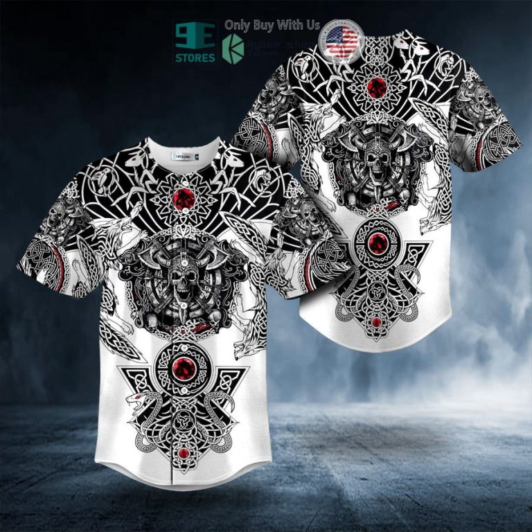 wolf king viking tattoo baseball jersey 1 50134