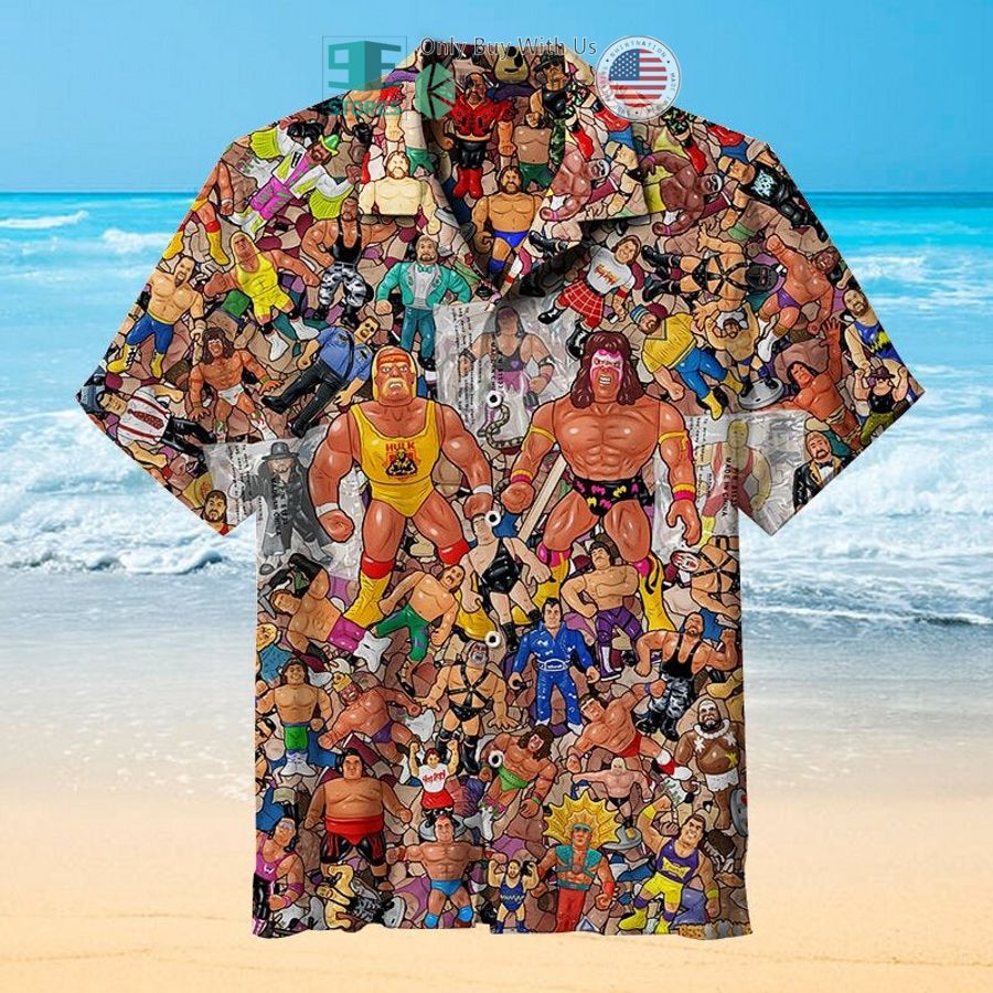 wrestling character collage art hawaiian shirt 1 96273