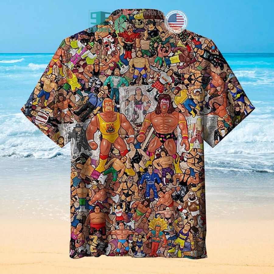 wrestling character collage art hawaiian shirt 2 36893