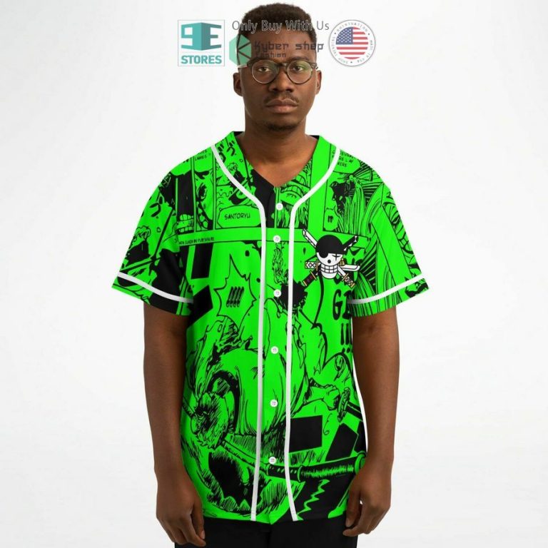 zoro one piece manga green baseball jersey 3 43921