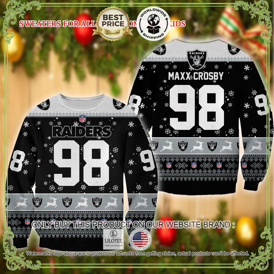 HOT Maxx Crosby Las Vegas Raiders Ugly Christmas Sweater • Shirtnation ...