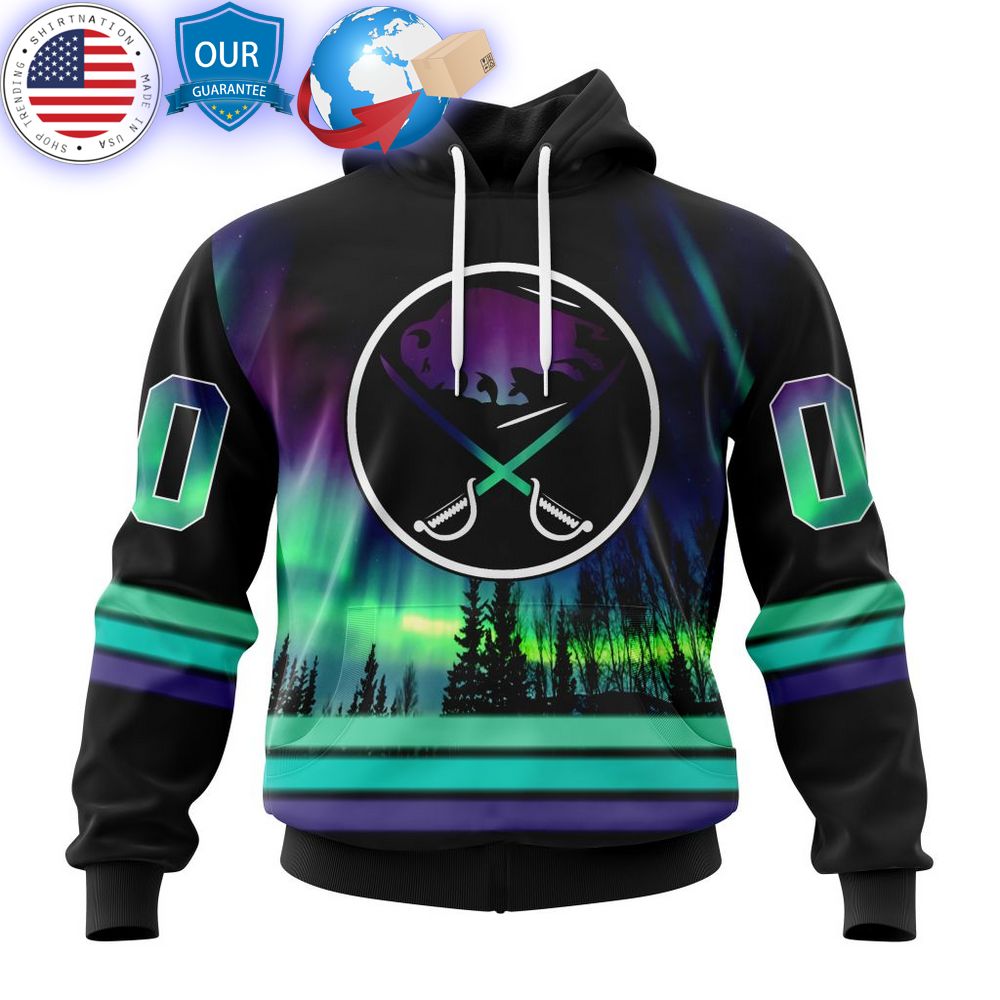 hot custom buffalo sabres special design with northern lights shirt 1