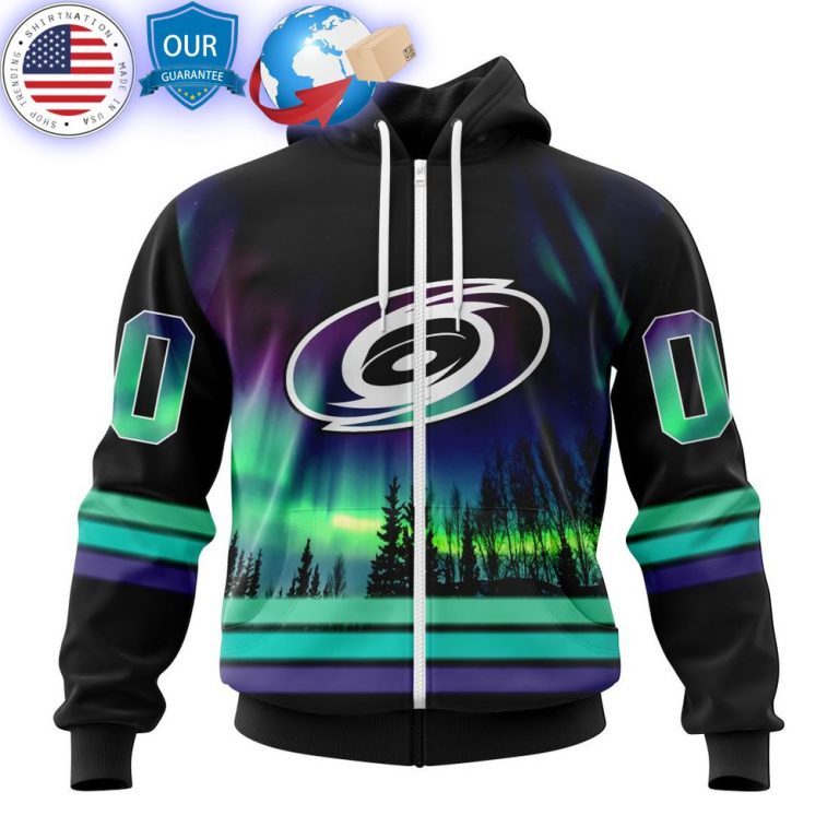 hot custom carolina hurricanes special design with northern lights shirt 2