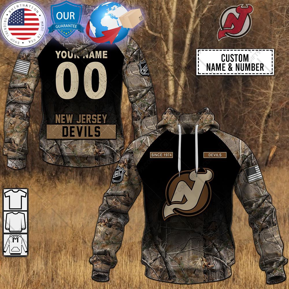 hot new jersey devils hunting camouflage custom shirt 1