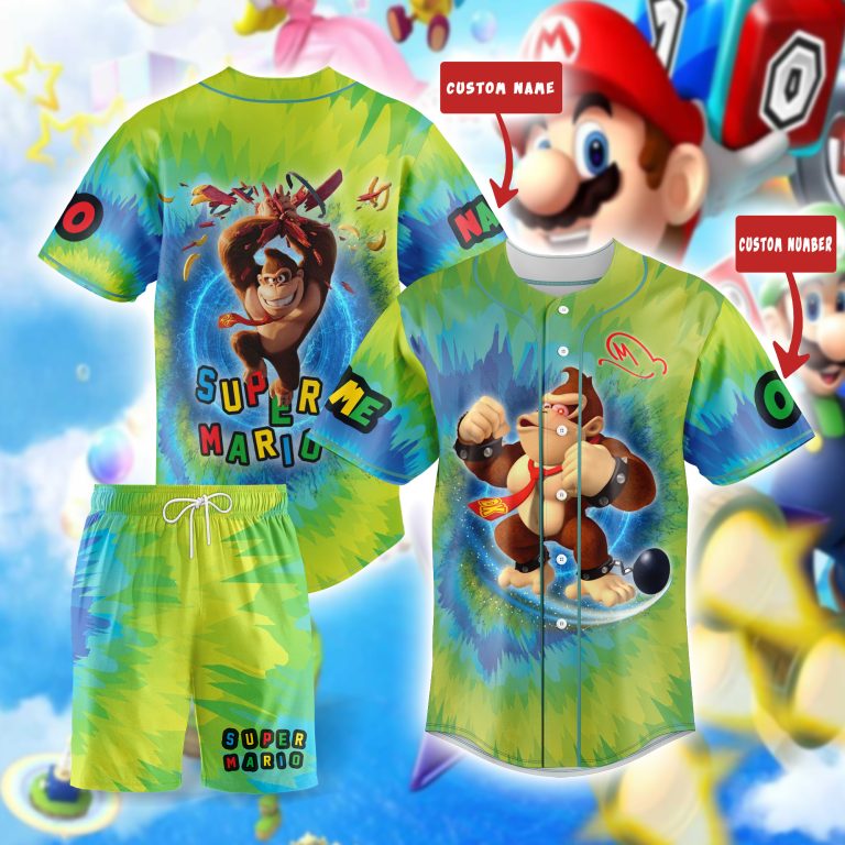 CUSTOM Super Mario Donkey Kong Baseball Jersey and Shorts