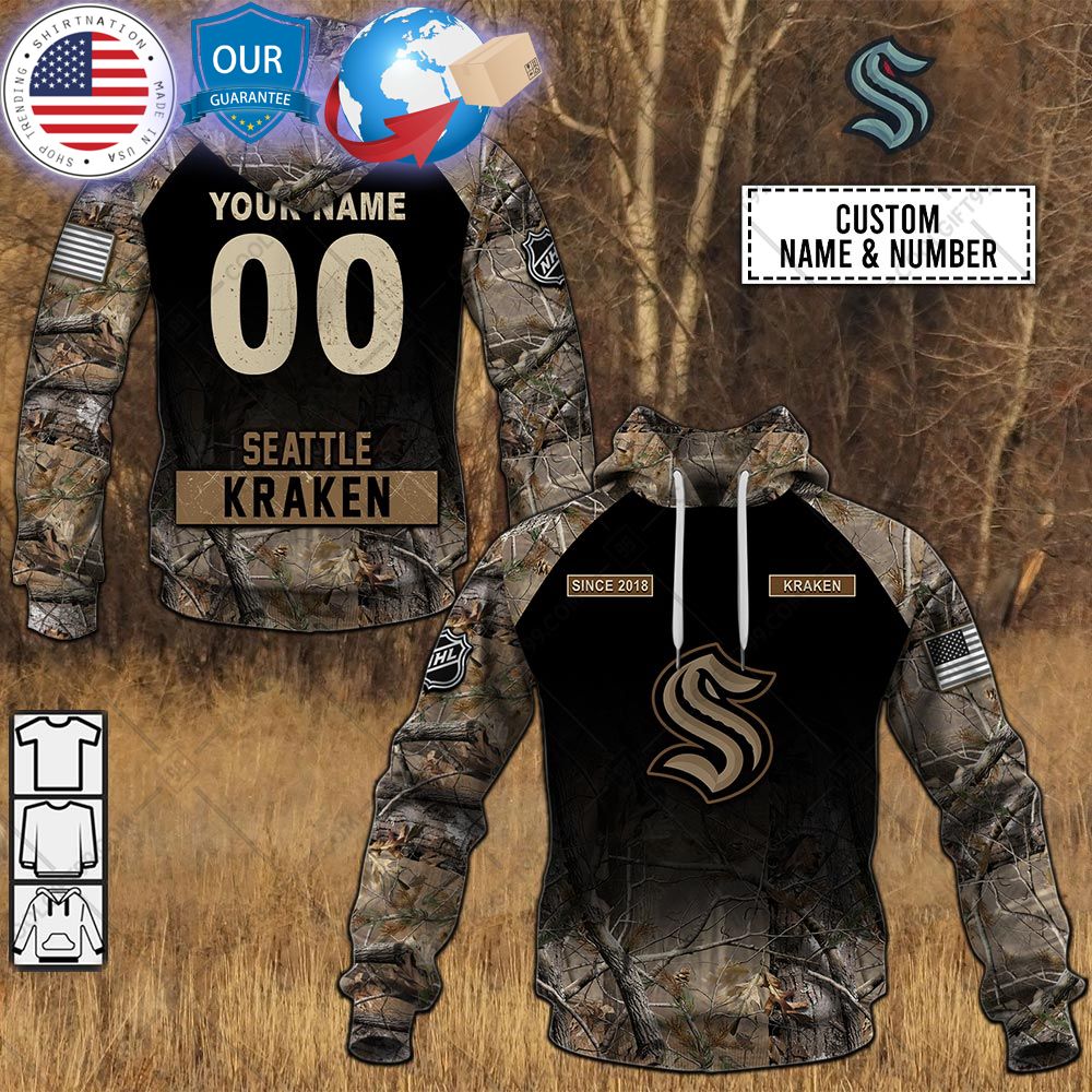 hot seattle kraken hunting camouflage custom shirt 1