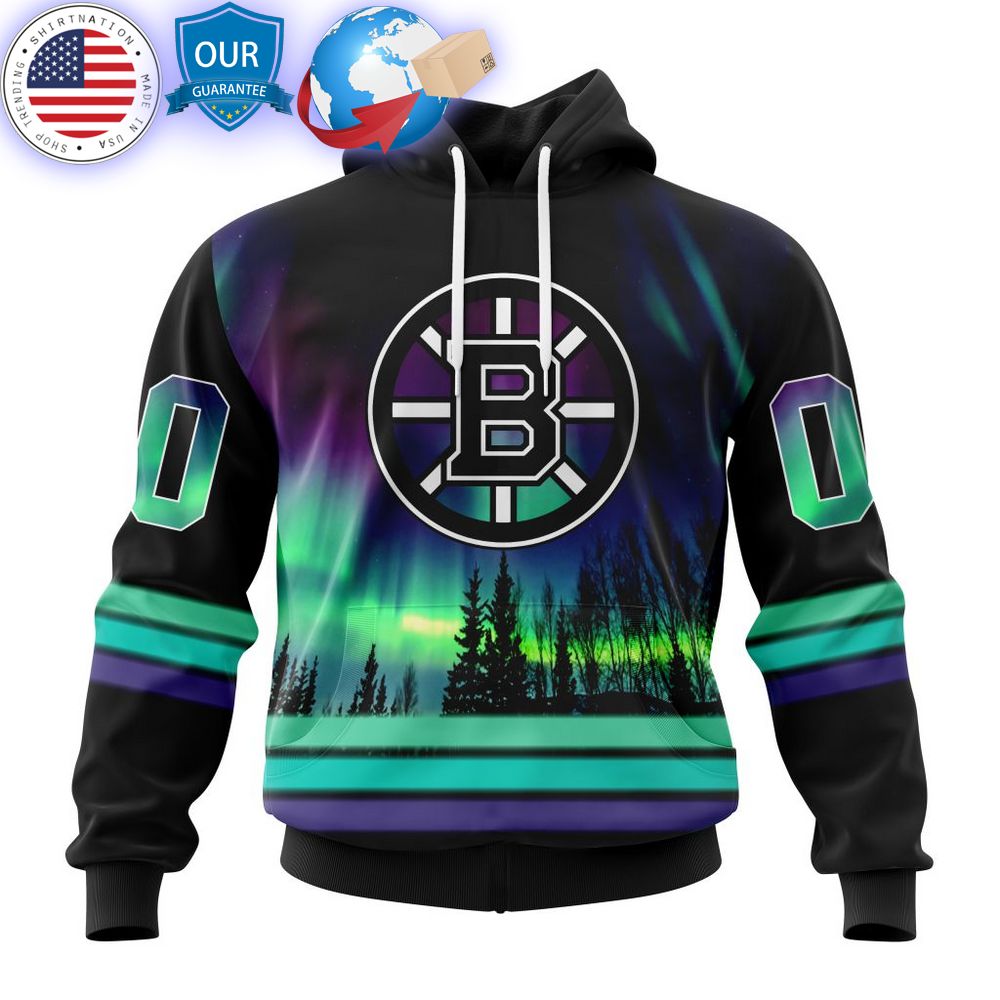 hot custom boston bruins special design with northern lights shirt 1
