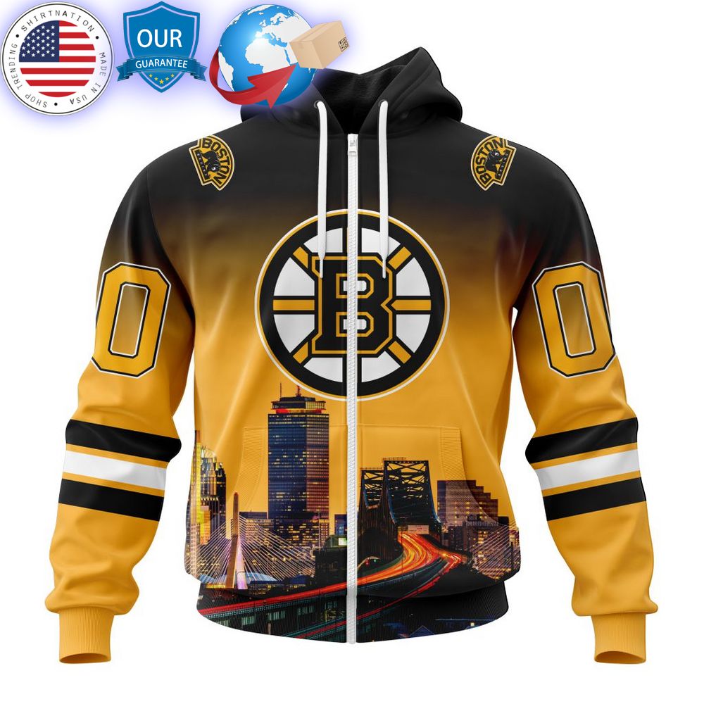 hot custom boston bruins special design with cityscape shirt 2
