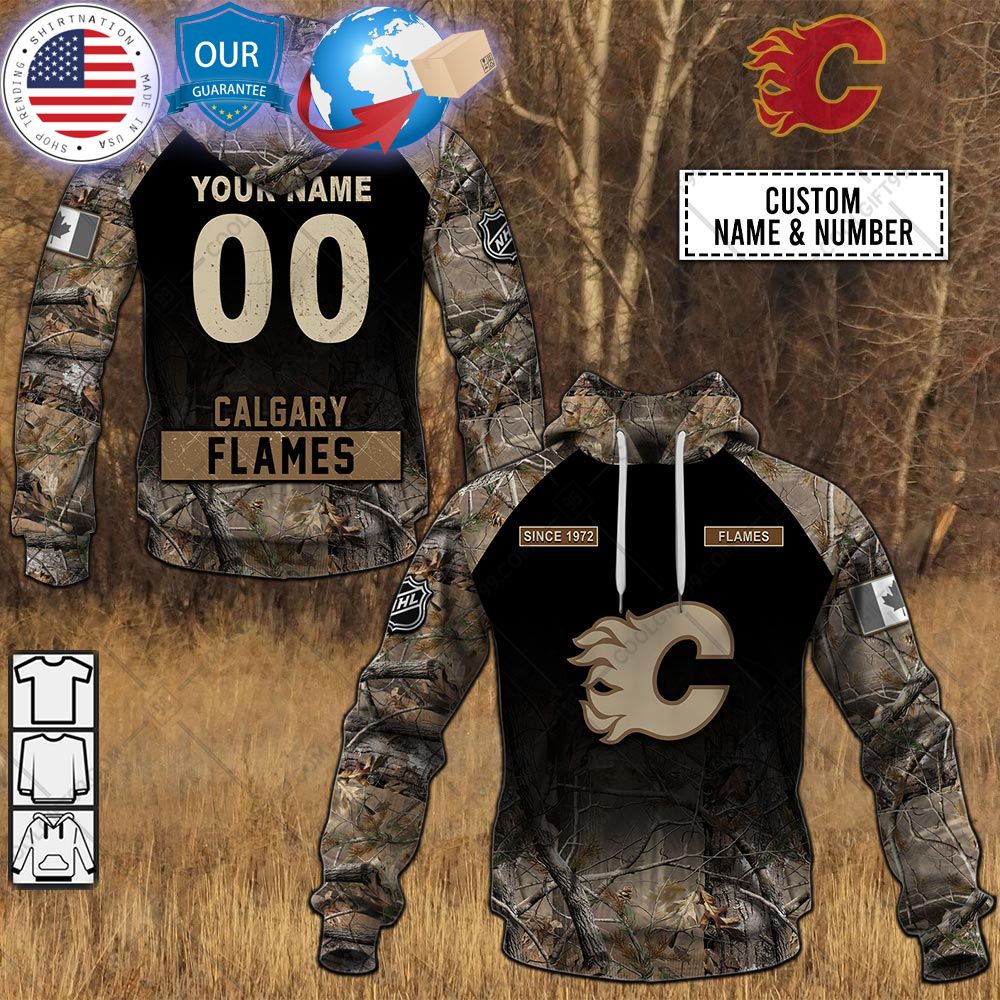 hot calgary flames hunting camouflage custom shirt 1