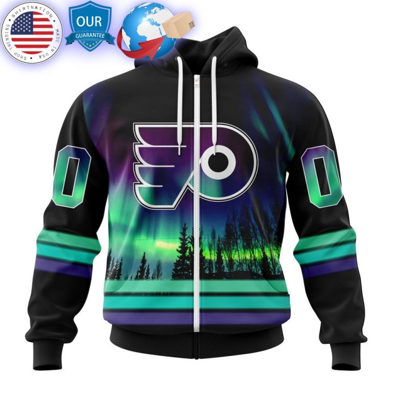 hot custom philadelphia flyers special design with northern lights shirt 2