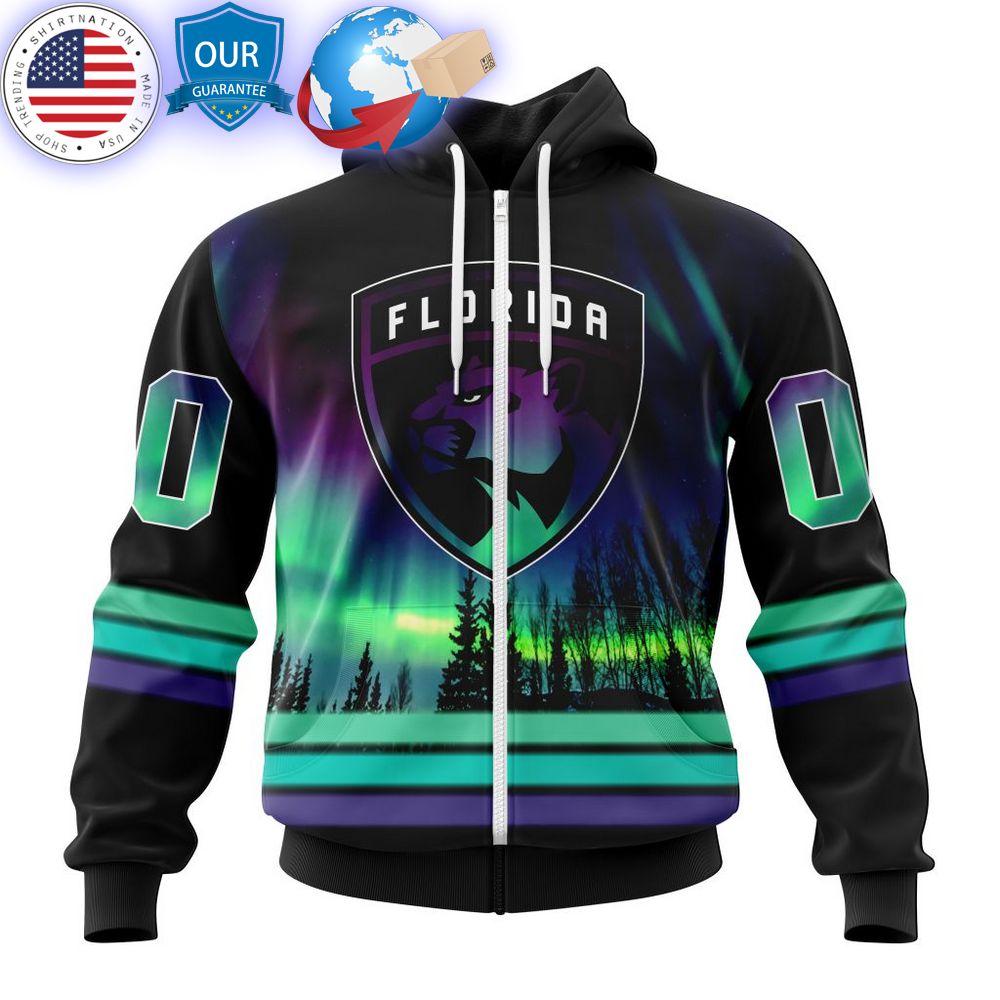 hot custom florida panthers special design with northern lights shirt 2
