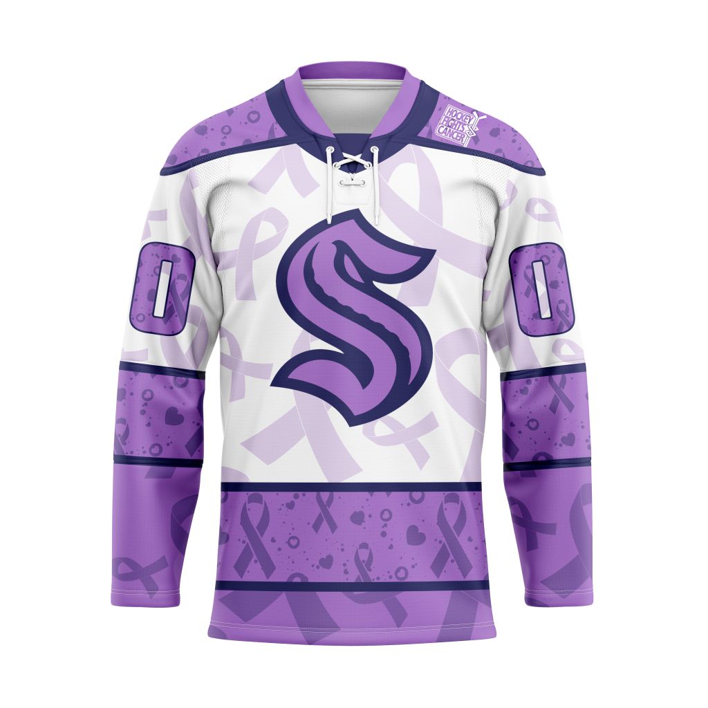 BEST Seattle Kraken Special Lavender Fight Cancer Custom Hockey Jersey