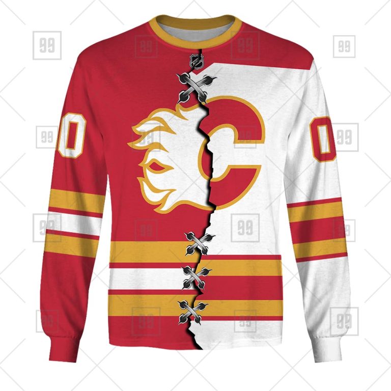 TU YN NHL Mix Jersey Calgary Flames long sleeve front