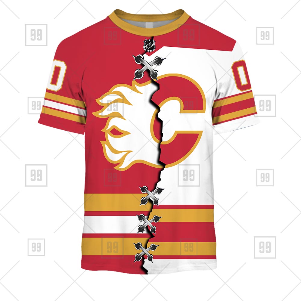 TU YN NHL Mix Jersey Calgary Flames tee front