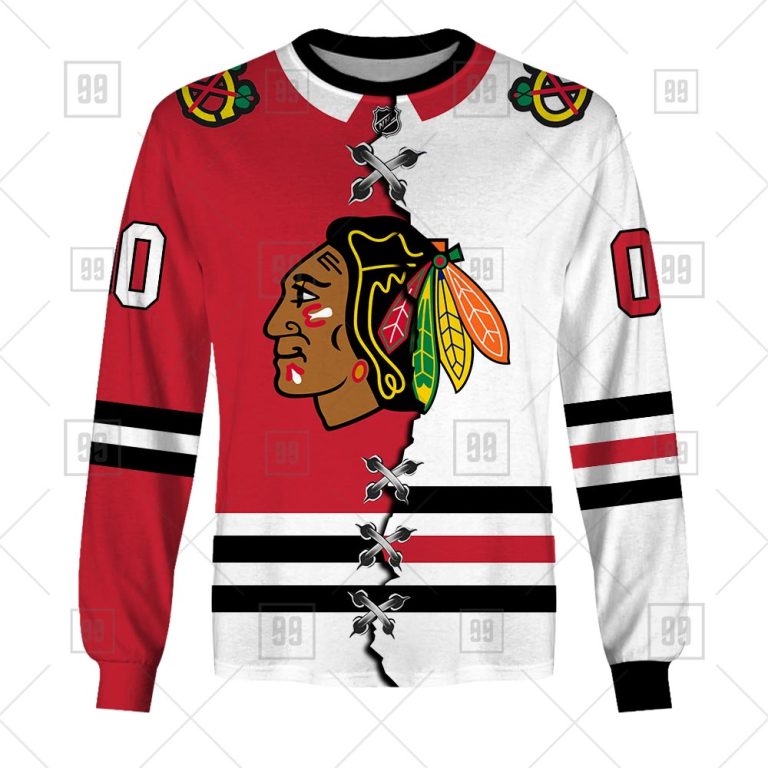 TU YN NHL Mix Jersey Chicago Blackhawks long sleeve front