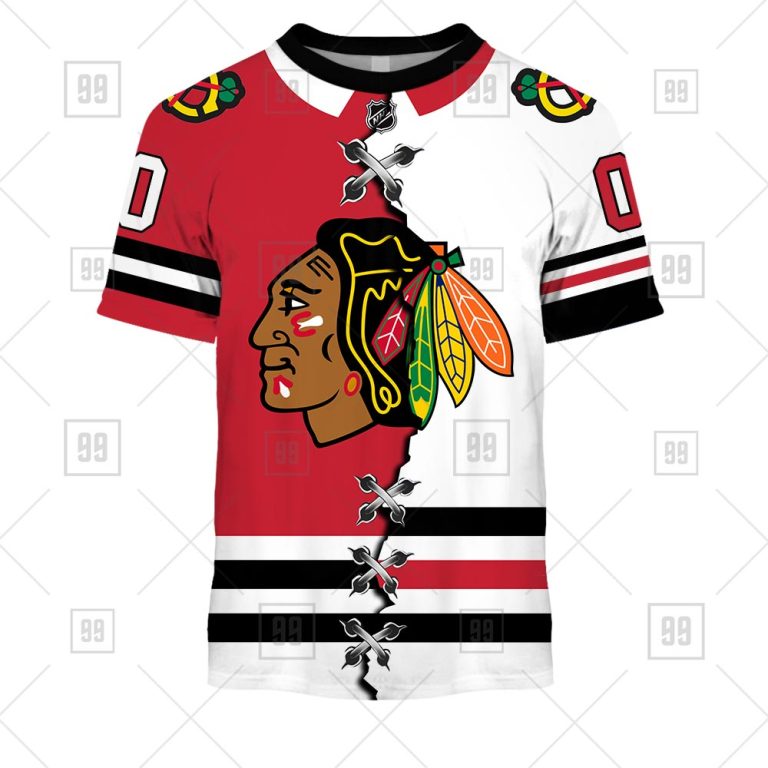 TU YN NHL Mix Jersey Chicago Blackhawks tee front