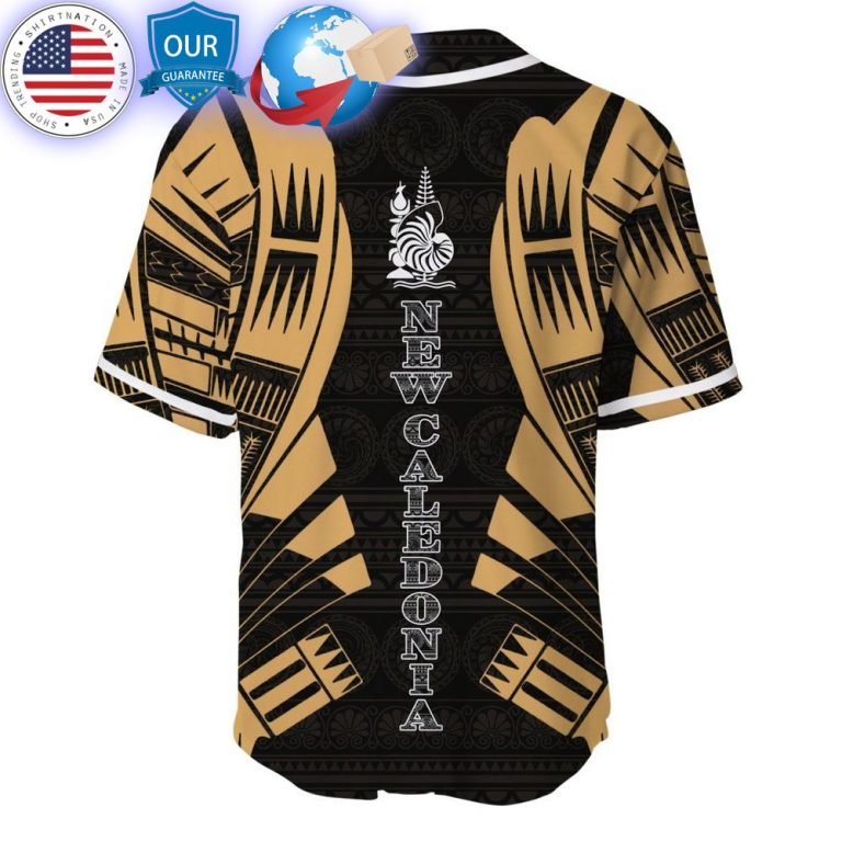 hot caledonia polynesian tattoo gold custom baseball jersey 3