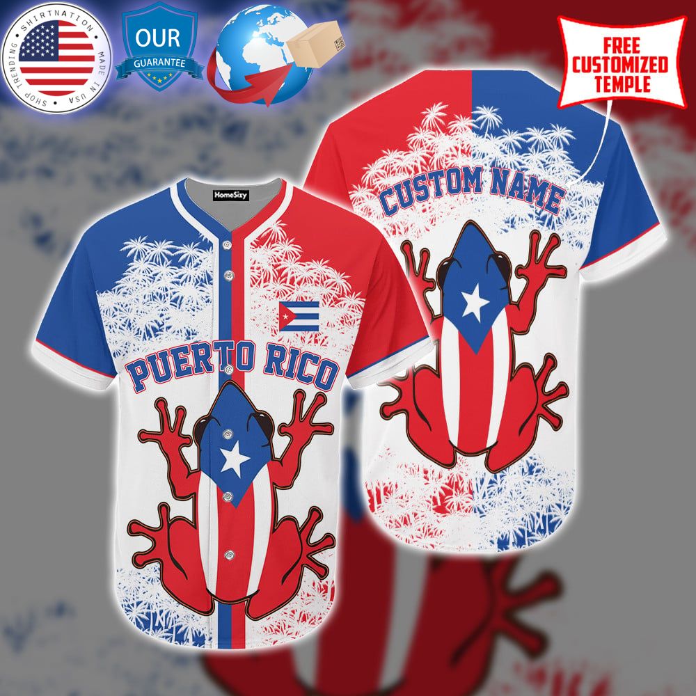 hot puerto rico coqui frog flag custom baseball jersey 1