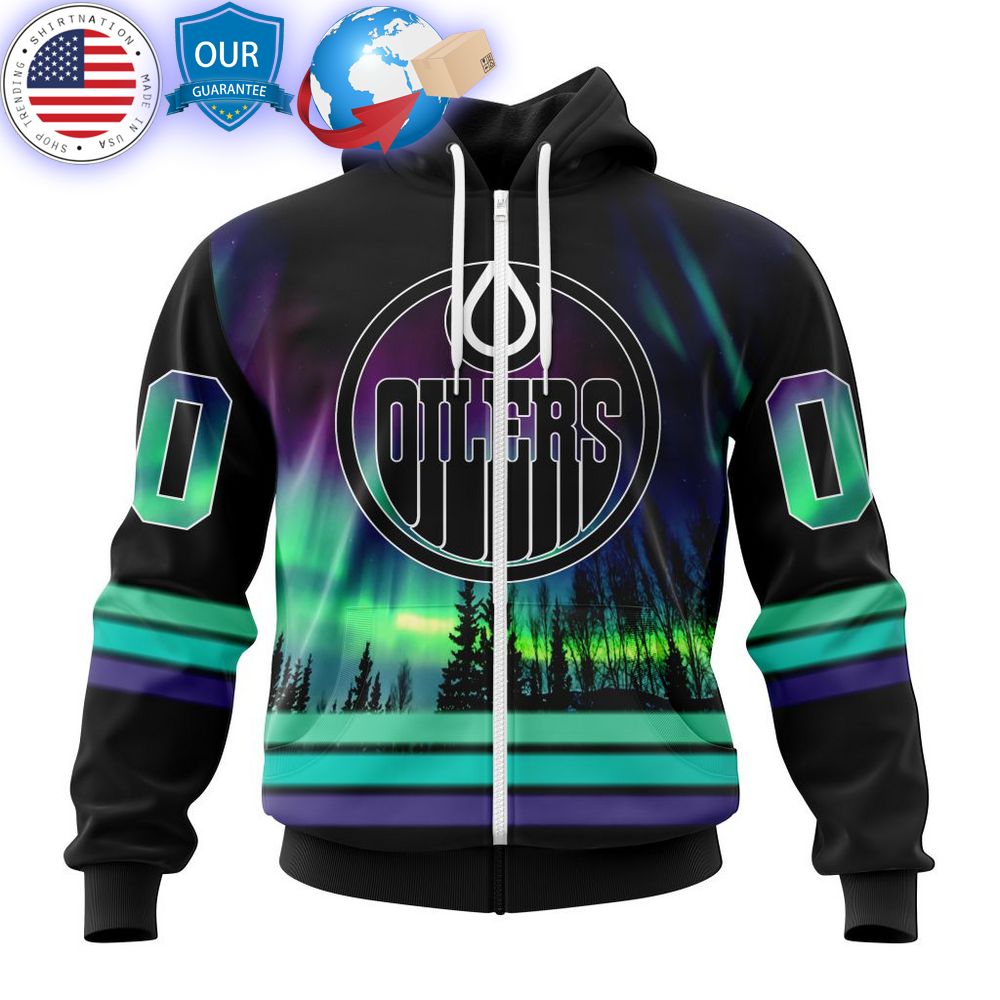 hot custom edmonton oilers special design with northern lights shirt 2