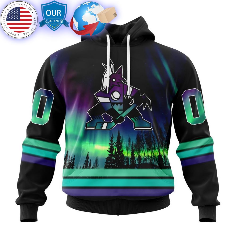 hot custom arizona coyotes special design with northern lights shirt 1