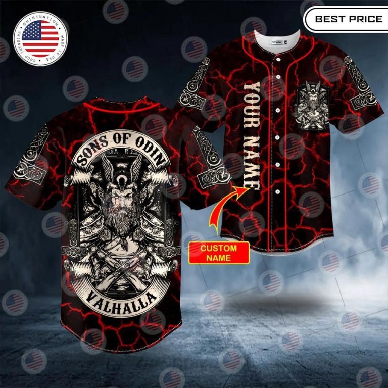 best son of odin valhalla viking odin fantasy red lightning custom baseball jersey 1 190