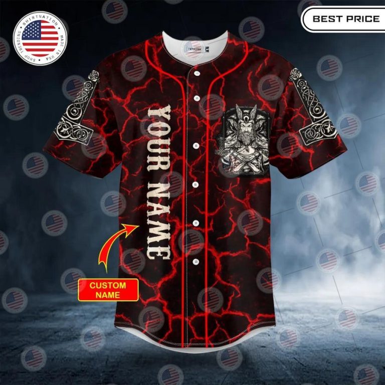 best son of odin valhalla viking odin fantasy red lightning custom baseball jersey 3 340