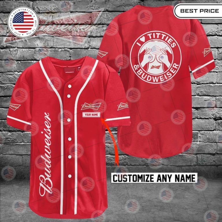 budweiser i love titties and budweiser custom baseball jersey 1 796