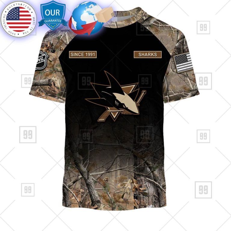 hot san jose sharks hunting camouflage custom shirt 3