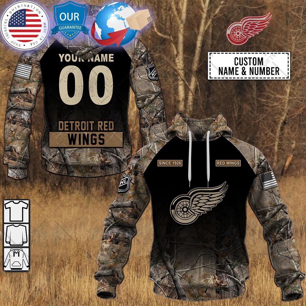 hot detroit red wings hunting camouflage custom shirt 1