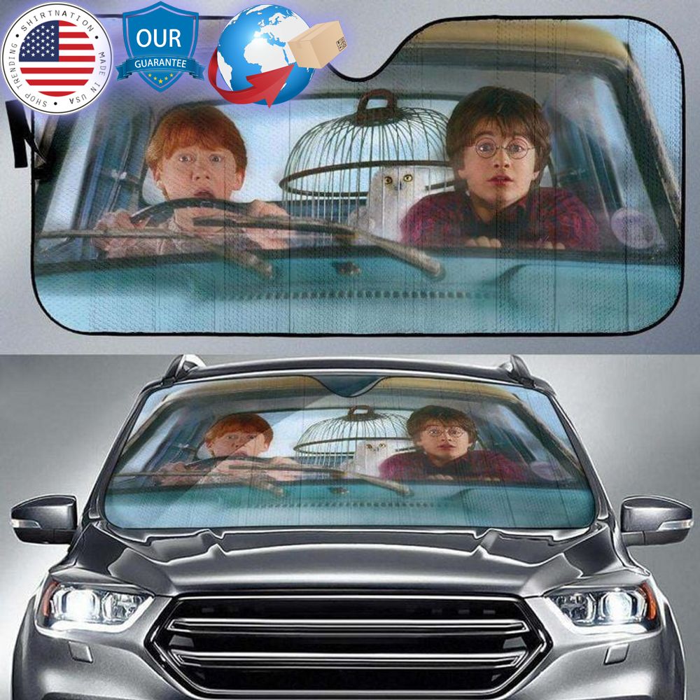 hot harry potter and ron flying car car sunshade 1