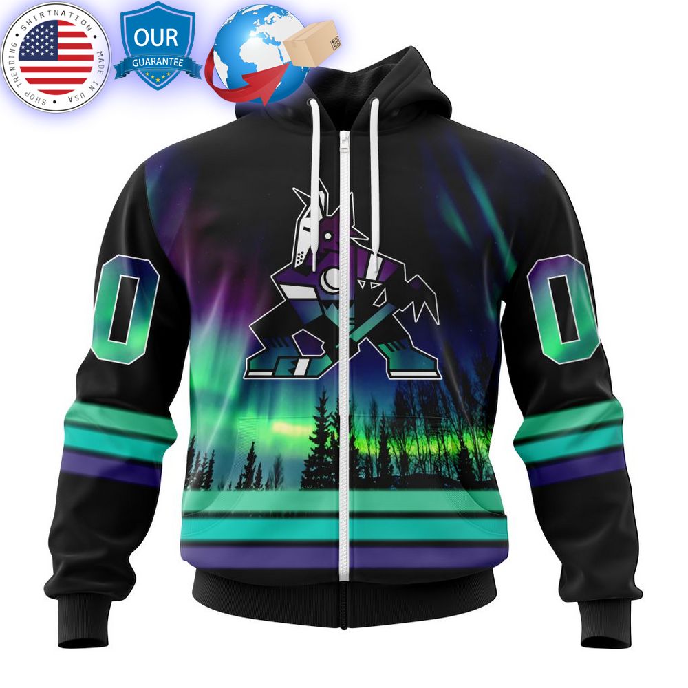 hot custom arizona coyotes special design with northern lights shirt 2