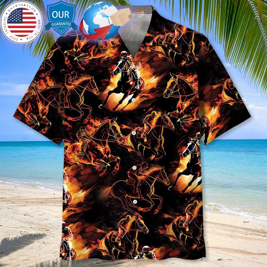 horse racing fire hawaiian shirt 2 506