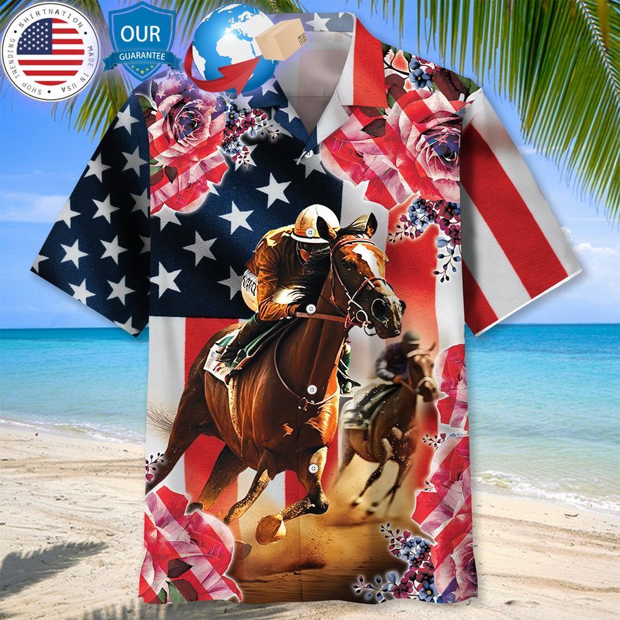 horse racing rose us flag hawaiian shirt 2 142