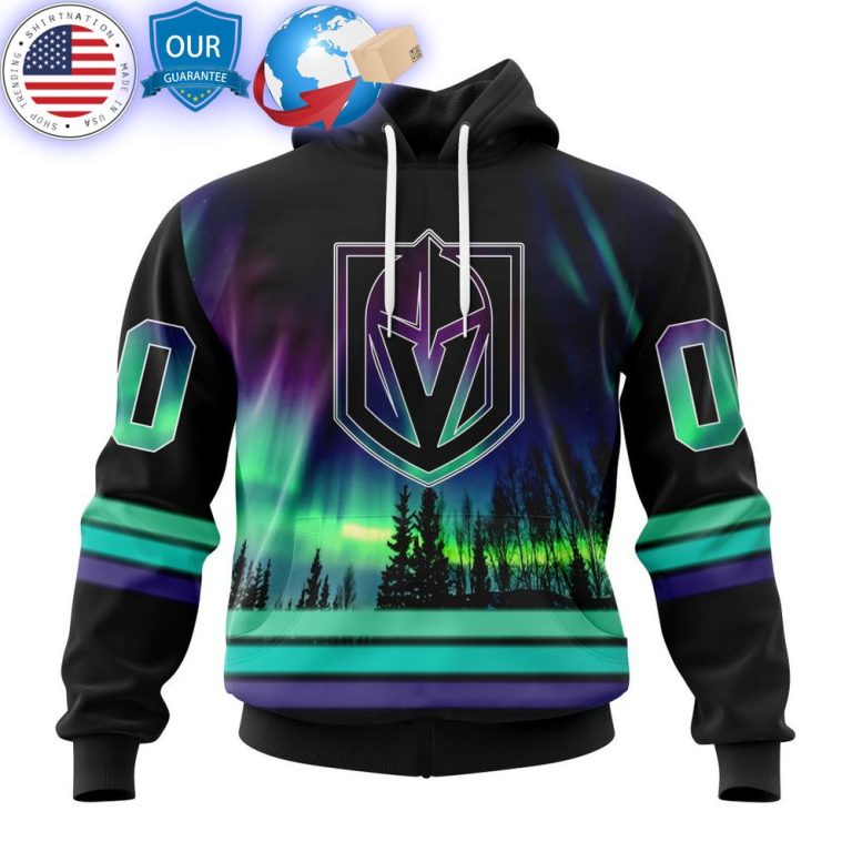 hot custom vegas golden knights special design with northern lights shirt 1