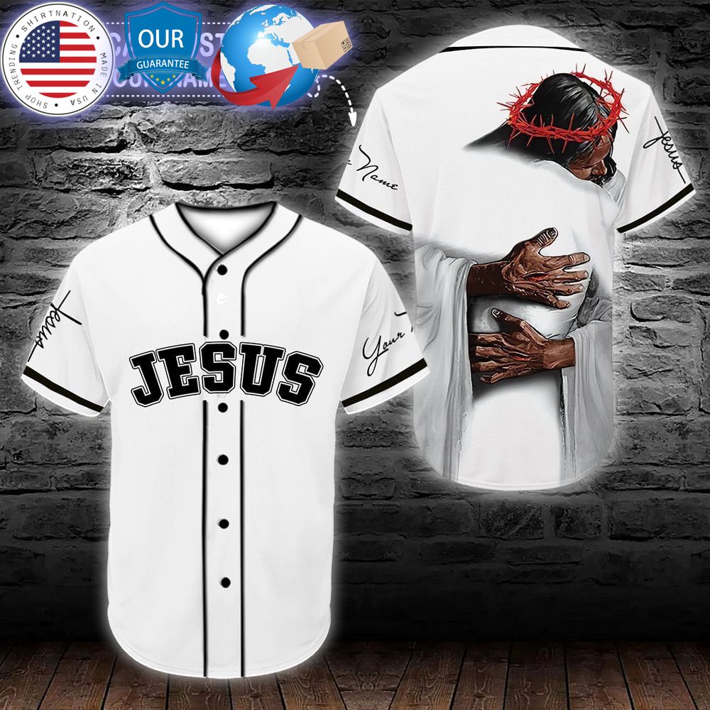 hot jesus hug custom baseball jersey 1