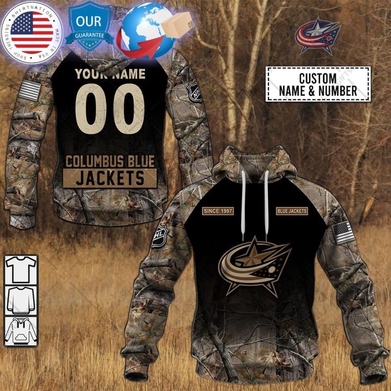 hot columbus blue jackets hunting camouflage custom shirt 1