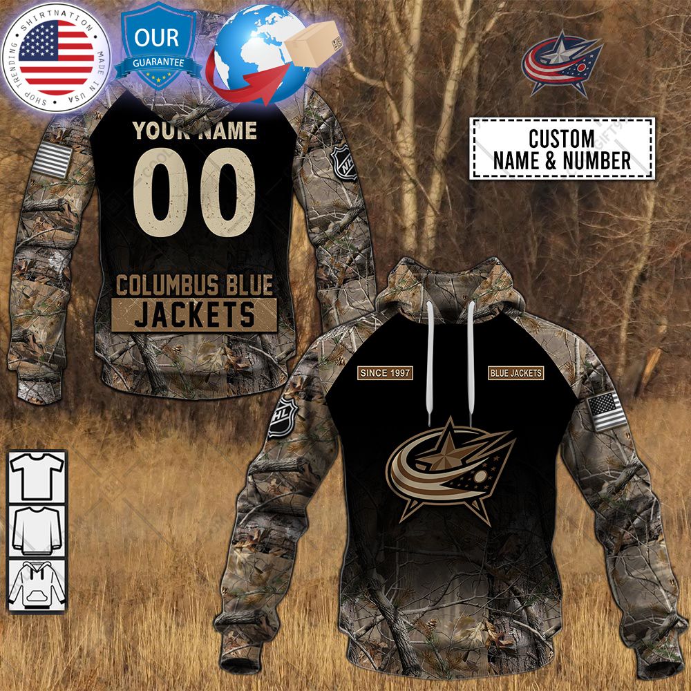 hot columbus blue jackets hunting camouflage custom shirt 1