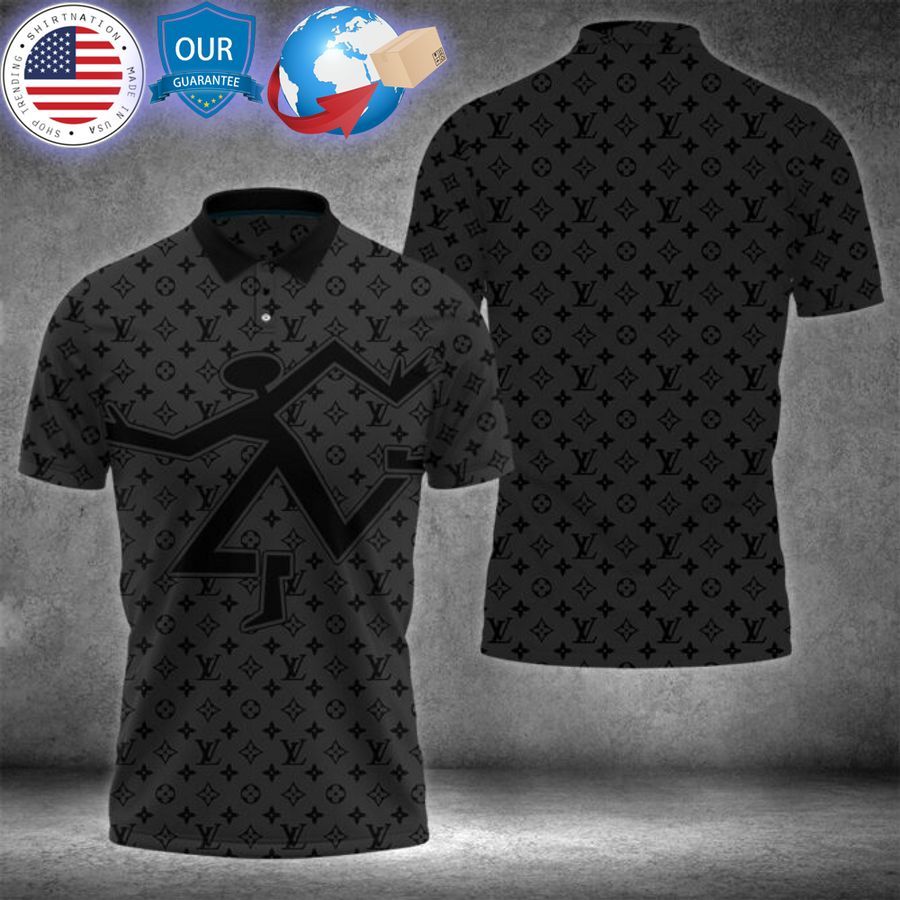 louis vuitton running man black polo shirt 1 501