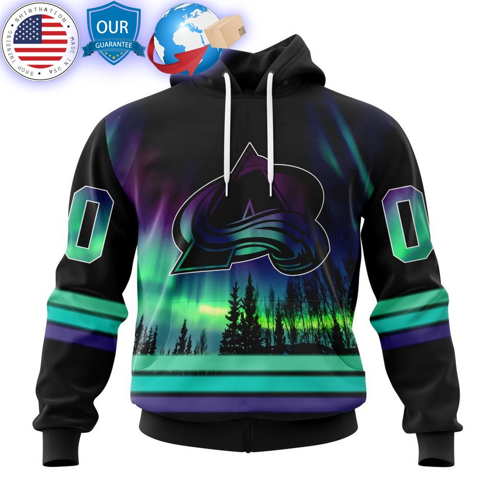 hot custom colorado avalanche special design with northern lights shirt 1