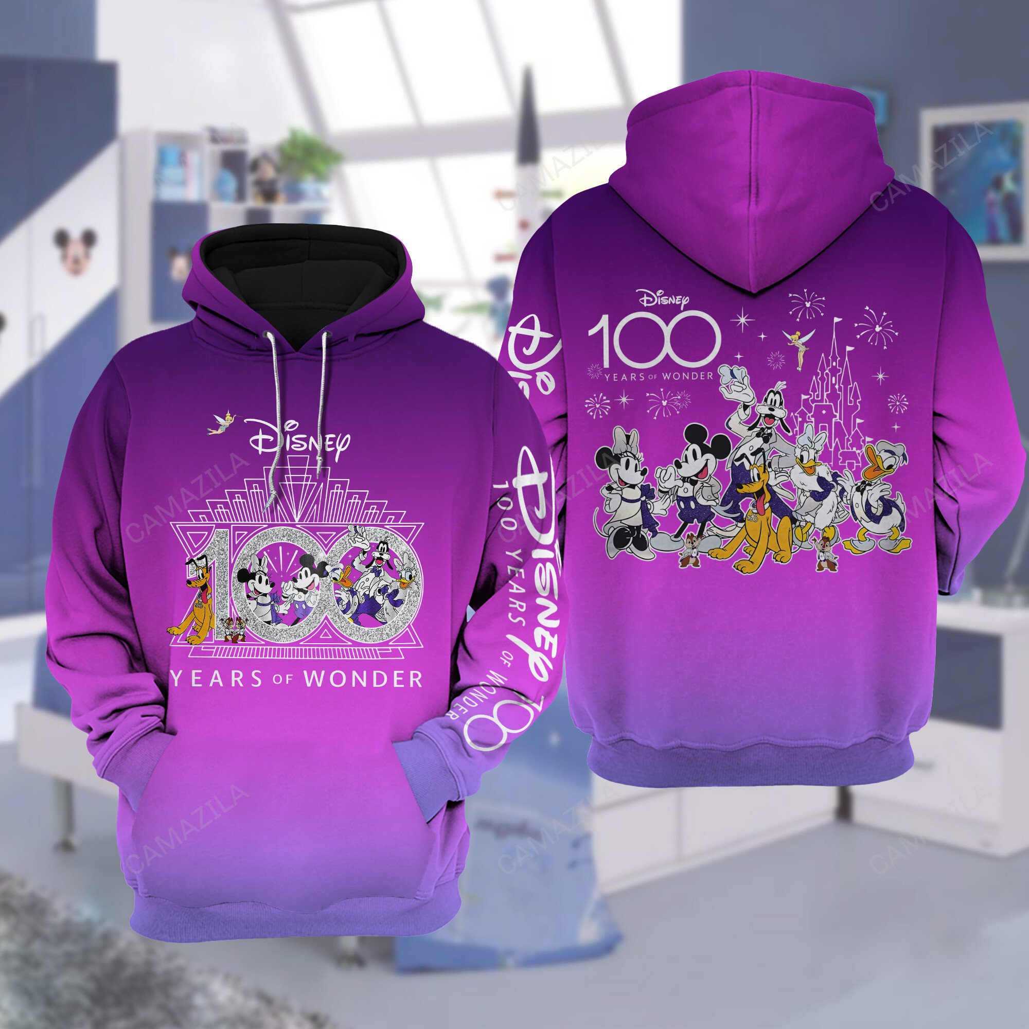 mickey and minnie mouse cartoon disney 100 years of wonder purple hoodie 6227 Q2uiC